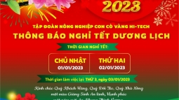 CON CÒ VÀNG THÔNG BÁO LỊCH NGHỈ TẾT DƯƠNG LỊCH 2023